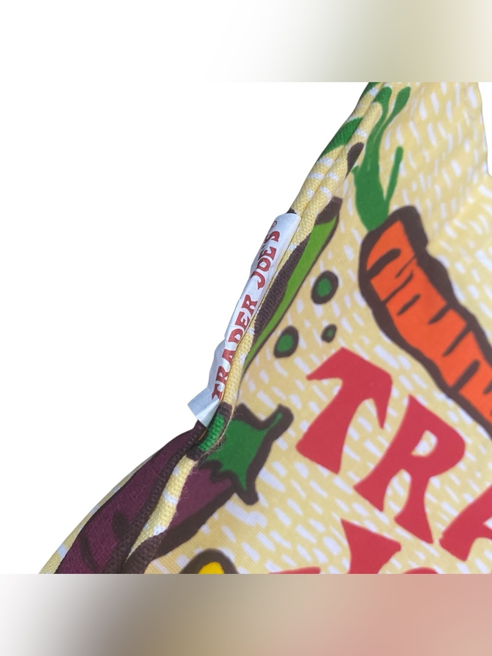 Trader Joe's Produce Veggie Vegetable Green Handle Lightweight Canvas Tote Bag - Picture 3 of 5